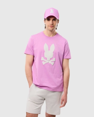 T Shirt Graphique Psycho Bunny Houston Graphic Tee Violette Homme | OIM-89092606